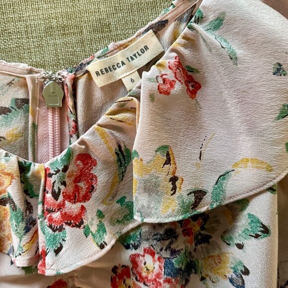 Rebecca Taylor Silk Midi-Length Dress with Pockets Tea Rose Pink | 6 - Picture 7 of 8